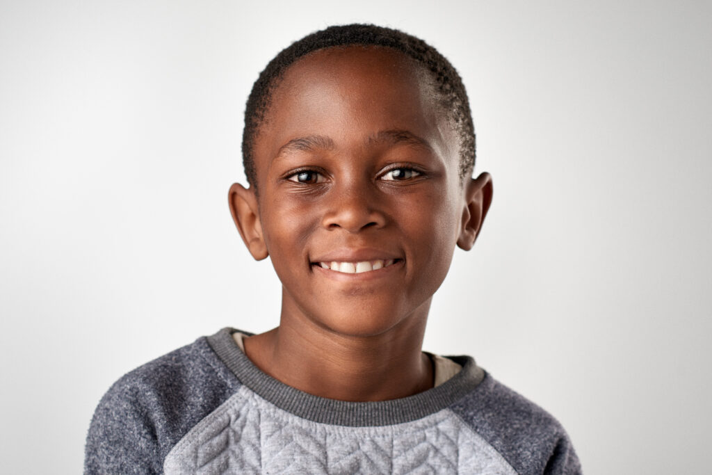 smiling child on white background