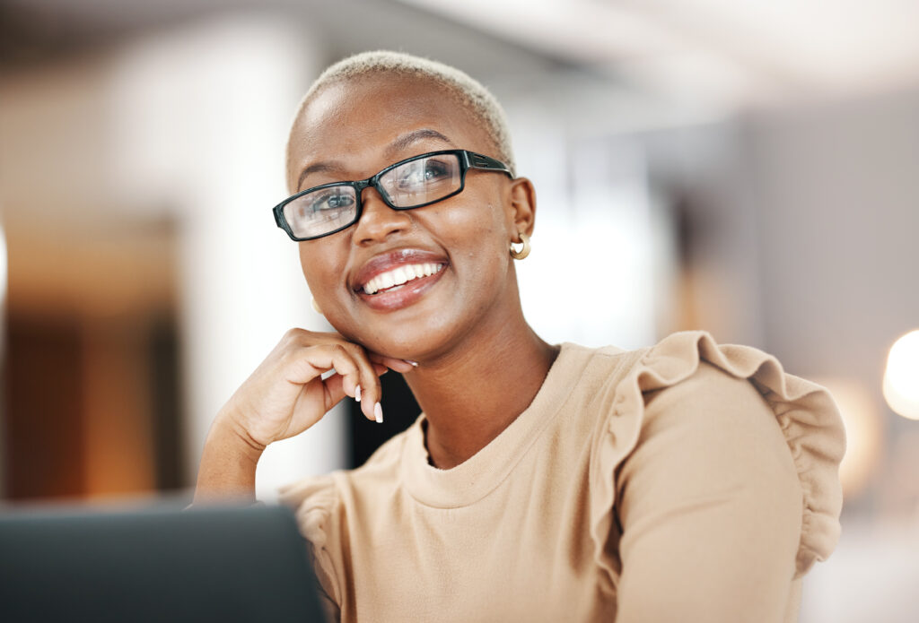 Woman smiling in glasses