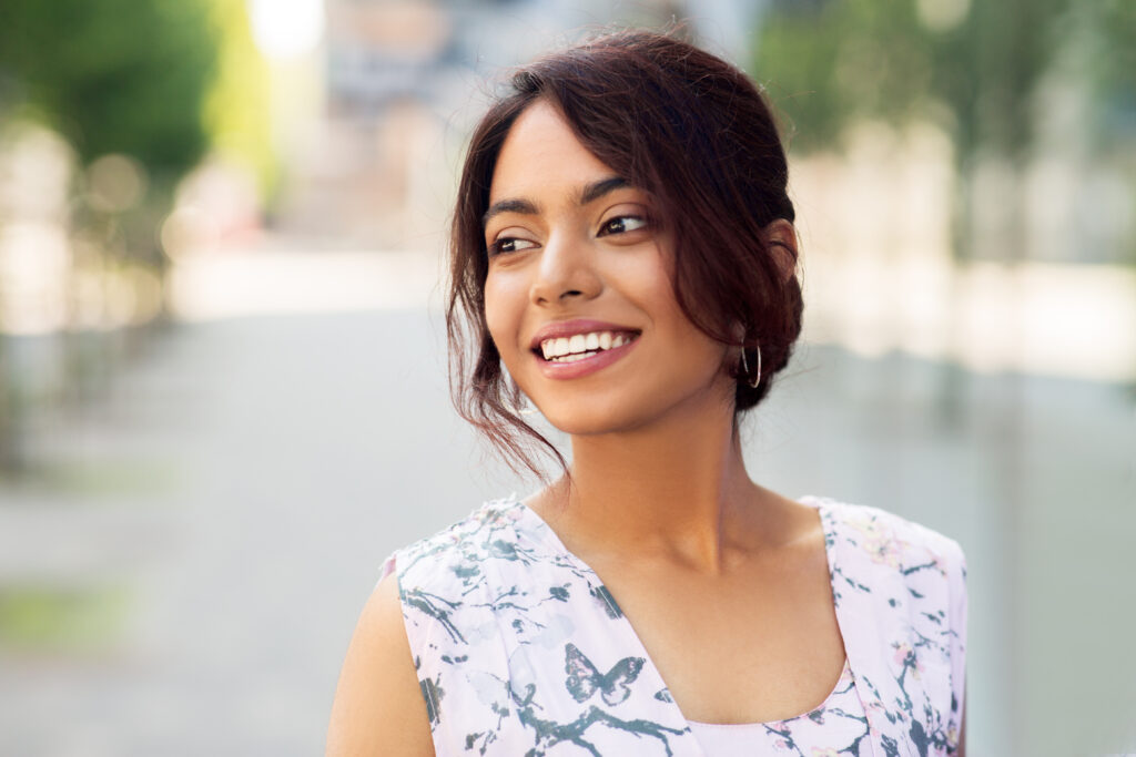 Smiling woman outdoors