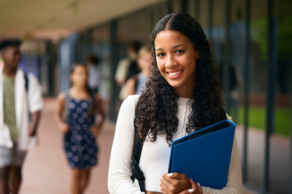 Girl smiling before class